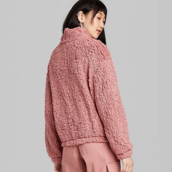 NWT Wild Fable Quarter Zip Pullover Sherpa Jacket - Picture 3 of 8